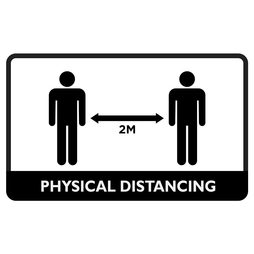distance-cov019 COVID-19 Physical Distance White Floor Signage